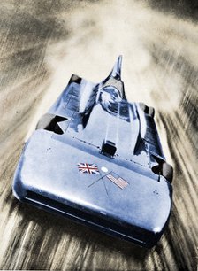 Sir Malcolm Campbell at high speed in `Blue Bird`, 1935. Artist: Unknown.