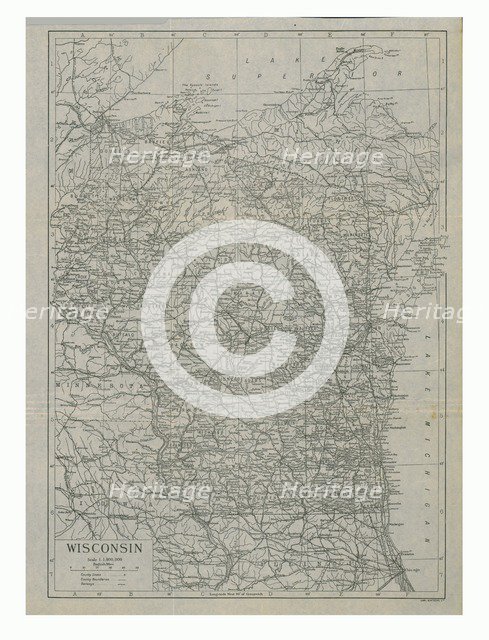 Map of Wisconsin, c1900. Artist: Carl Hentschel.