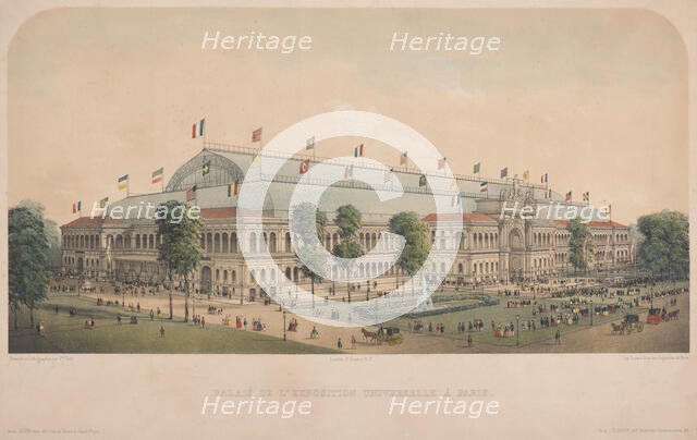Palais de l'exposition universelle à Paris (Le palais de l'Industrie à Paris). Creator: Petit, Victor (1817-1871).