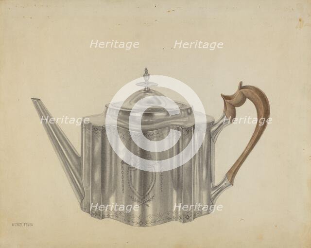 Silver Teapot, c. 1938. Creator: Michael Fenga.