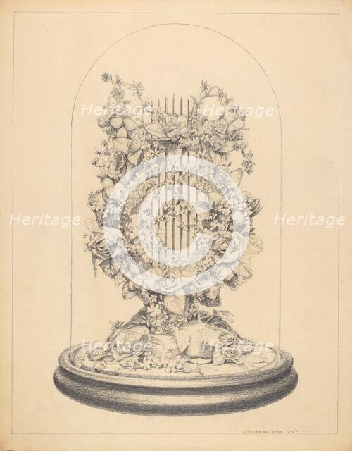 Glass Globe - Wax Flowers, 1937. Creator: J. Howard Iams.