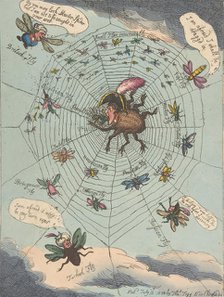 The Corsican Spider in His Web!, July 12, 1808., July 12, 1808. Creator: Thomas Rowlandson.