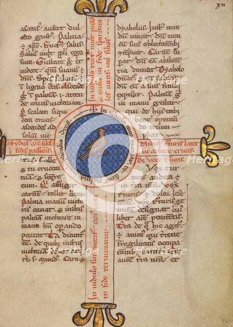 A Medallion with a Dove; Bestiary, about 1270. Creator: Unknown.