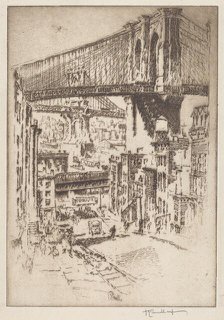 The Bridges, from Brooklyn, 1921. Creator: Joseph Pennell.