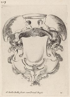 Cartouche with Eagles and Two Infants Holding a Crown, 1647. Creator: Stefano della Bella.