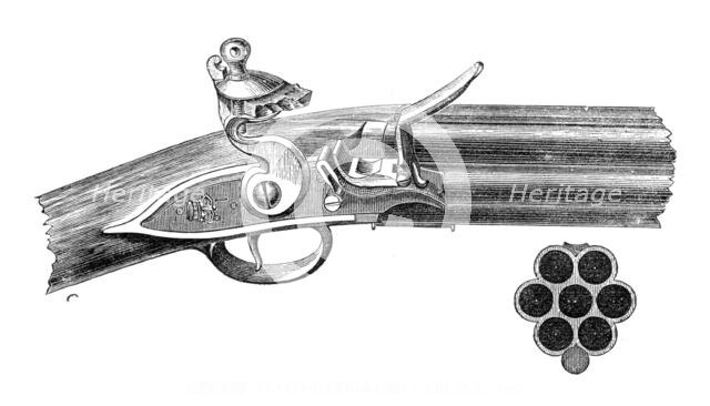 Nock's seven-barrelled carbine, 1807, (1881). Creator: Unknown.
