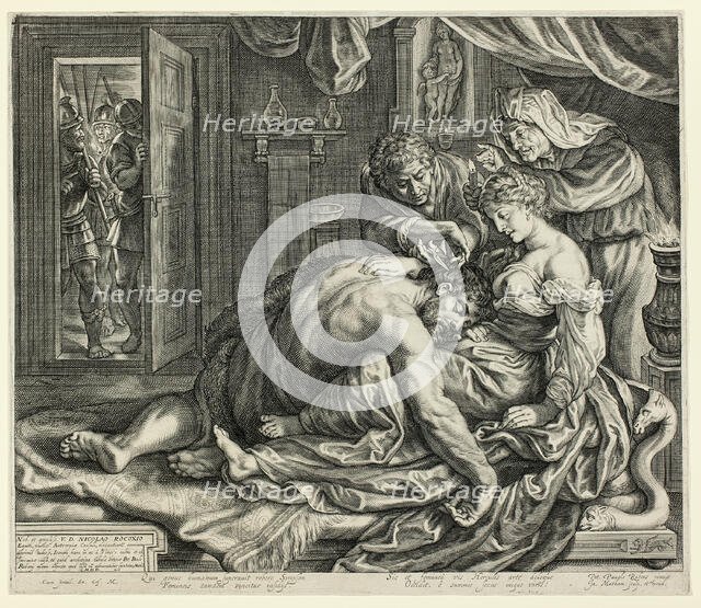 Samson and Delilah, c.1612. Creator: Jacob Matham.