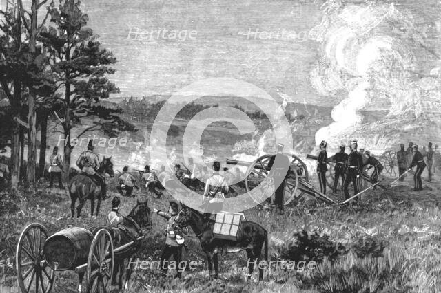 ''Military Manoeuvres at Aldershot: A Sham Fight; A Field Battery at Work; A Safe Position', 1891. Creator: Unknown.
