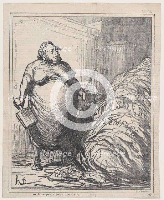 Je ne pourrai jamais laver tout ça, 1872. Creator: Honore Daumier.