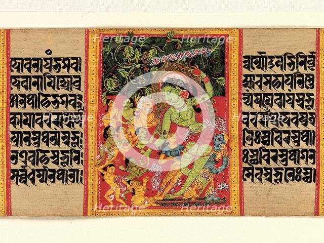 Green Tara Dispensing Boons to Ecstatic Devotees... (Perfection of Wisdom) , early 12th century. Creator: Unknown.