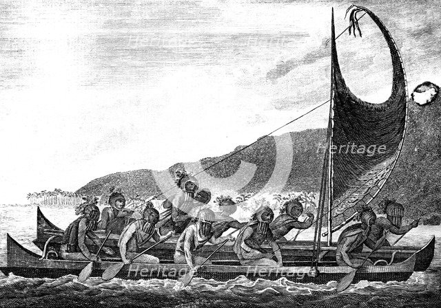 'A Canoe of the Sandwich Islands', late 18th century.Artist: Page