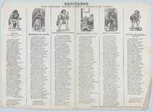 A recital sheet featuring different characters for use at social gatherings, 1861. Creator: Rafael Mariana.