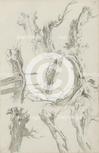 Sheet of sketches with pollarded willows, c.1780-c.1800.  Creator: Bernhard Heinrich Thier.