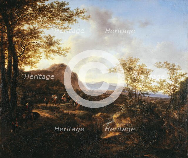 Landscape with travellers, c1650. Creator: Jan Dirksz Both.