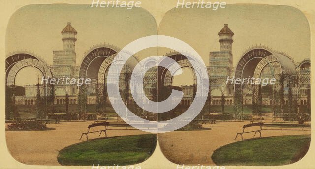 Crystal Palace - The Palace, from the Rosary, 1850s. Creator: London Stereoscopic & Photographic Co.