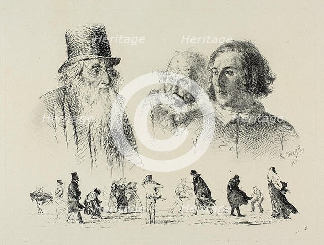 Plate two, from Radierversuche, 1843, published 1844. Creator: Adolph Menzel.