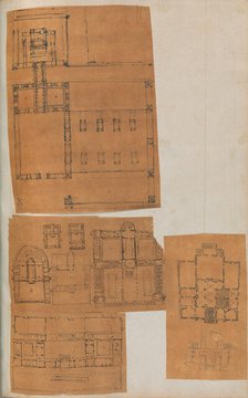 Page from a Scrapbook containing Drawings and Several Prints of Architecture, Int..., ca. 1800-1850. Creators: Workshop of Charles Percier, Workshop of Pierre François Léonard Fontaine.