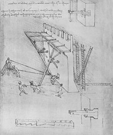 'Device for Repelling Scaling Ladders', c1480 (1945). Artist: Leonardo da Vinci.