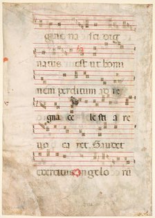 Leaf from an Antiphonary: Music (verso), early 1300s. Creator: Unknown.