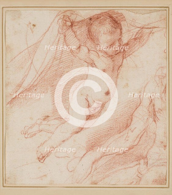 Flying Putto and the Arm of a Man, between 1640 and 1649. Creator: Guercino.