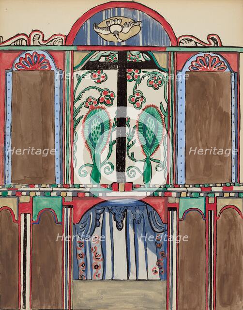 Plate 5: Main Altarpiece, Santa Cruz: From Portfolio "Spanish Colonial Designs of New Mexico", 1935/ Creator: Unknown.
