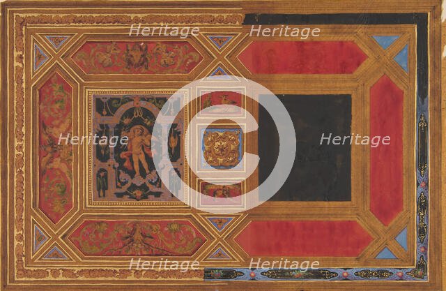Design for a ceiling painted with grotesque motifs, 19th century. Creators: Jules-Edmond-Charles Lachaise, Eugène-Pierre Gourdet.