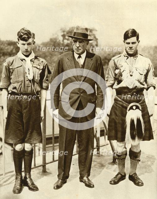 Ernest Shackleton with James Marr and Norman Mooney, 1921, (1935). Creator: Unknown.