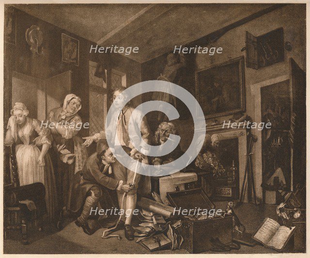 'A Rake's Progress'; scene I, 1735. Artist: William Hogarth.
