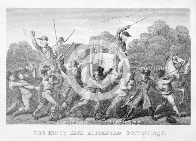 Attempt on King George III's life, 25 October 1795. Artist: Anon
