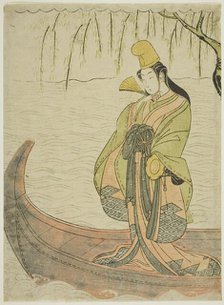 Shirabyoshi Dancer standing in Asazuma Boat, c. 1769/70. Creator: Suzuki Harunobu.