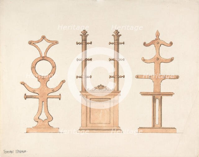 Design for Three Hat or Coat Racks, early 19th century. Creator: Anon.