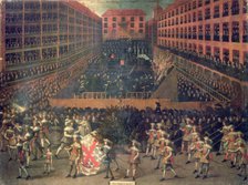 Auto-da-fe held in the main square of Madrid in 1656, oil.