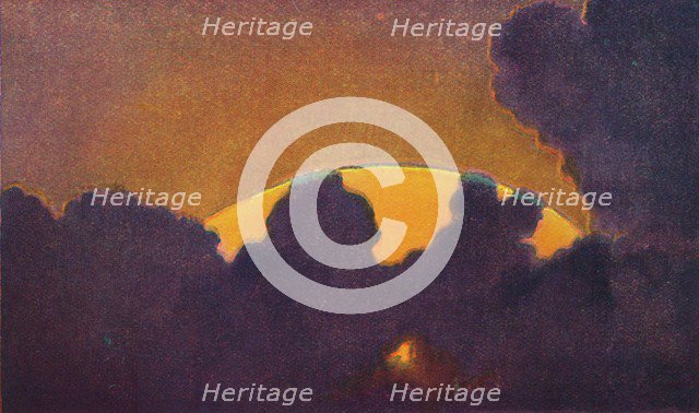 'The Green Flash at Sunset, Rarest Prismatic Colour Refracted by the Atmosphere', c1935. Artist: Unknown.