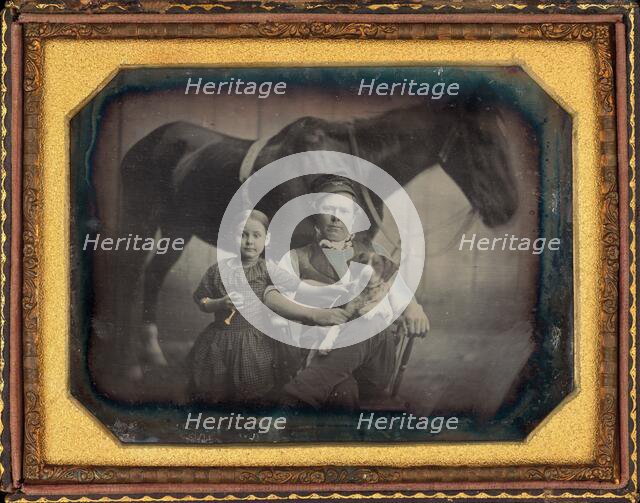 Portrait of a Man and Girl with Horse and Dog, c. 1845. Creator: Unknown.