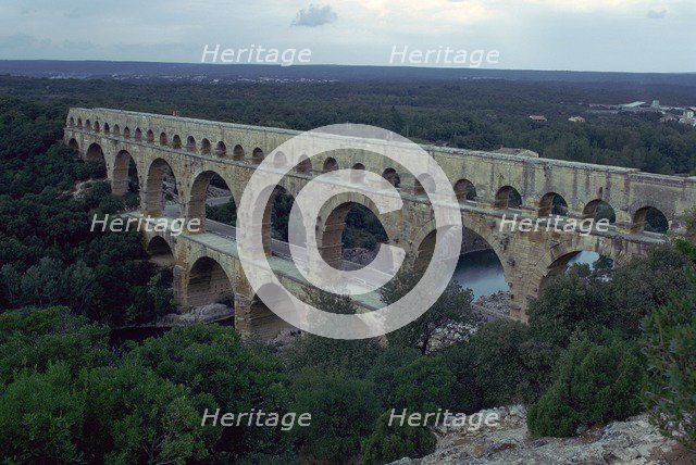 Roman aqueduct in Pont du Gard, France, 1st century. Artist: Unknown