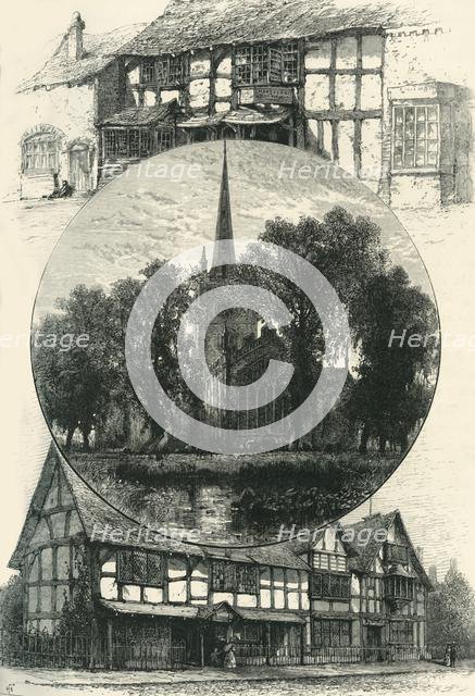 'Stratford Church, and Shakespeare's House, As It Was and As It Is', c1870.