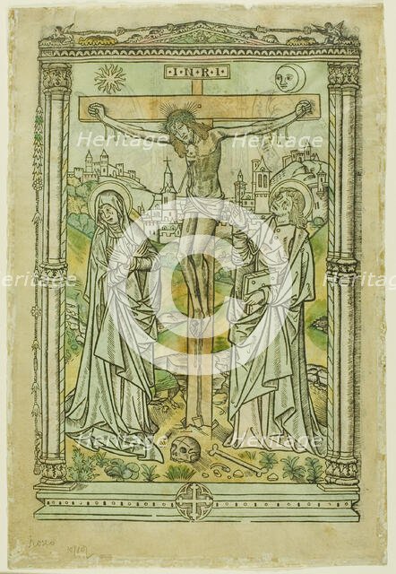 The Crucifixion with the Virgin and St. John (recto); God, the Father, Enthroned with..., 1495/1525. Creator: Unknown.