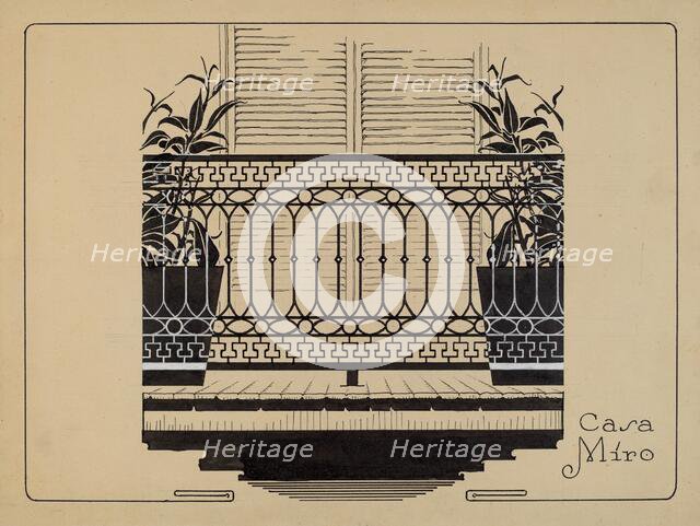 Cast Iron Balcony Rail, c. 1936. Creator: Thomas Byrne.