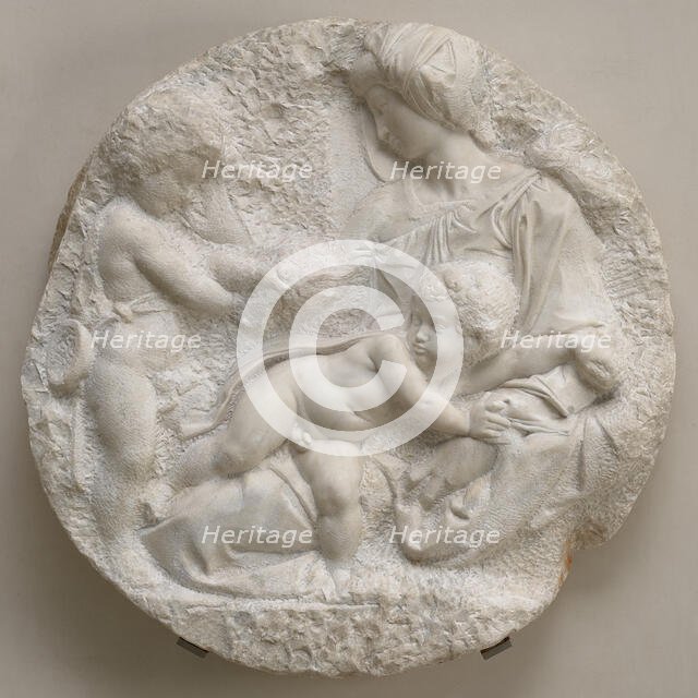 The Virgin and Child with the Infant St John (Taddei Tondo), c1504-05. Creator: Michelangelo Buonarroti.