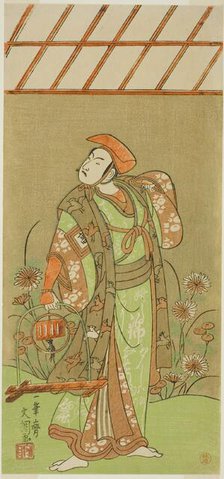 The Actor Ichikawa Komazo II as Soga no Juro Sukenari Disguised as a Fox Trapper..., c. 1770. Creator: Ippitsusai Buncho.
