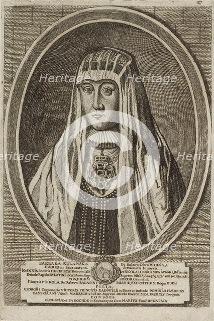 Barbara Radziwill (Kolanska). From: Icones Familiae Ducalis Radivilianae, 1758.