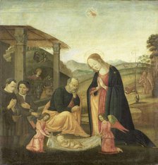 Adoration of the Christ Child, 1485-1520. Creator: Circle of Jacopo del Sellaio.