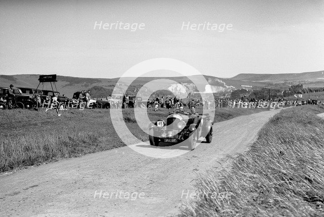 Frazer-Nash BMW of EG Burt competing in the Bugatti Owners Club Lewes Speed Trials, Sussex, 1937. Artist: Bill Brunell.