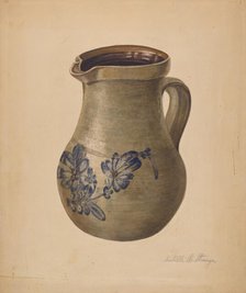 Stoneware Pitcher, c. 1938. Creator: Isabelle De Strange.