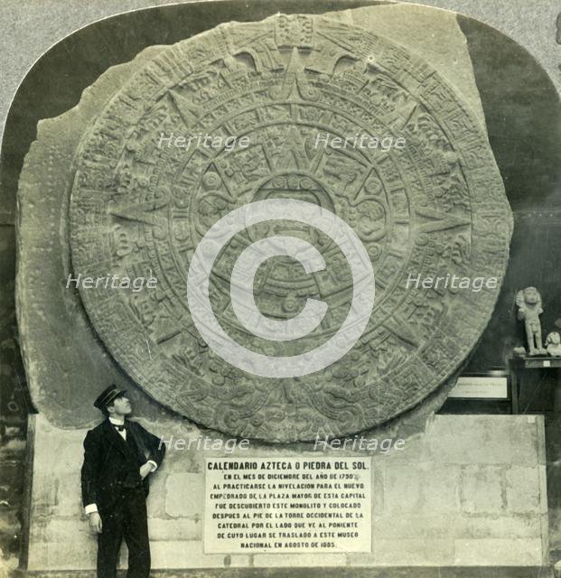 'The Aztec Calendar Stone, or Stone of the Sun, National Museum, Mexico City', c1930s. Creator: Unknown.