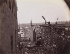 Ruins of Richmond & Petersburg Railroad Bridge, Richmond, Virginia, ca. 1865. Creator: Alexander Gardner.