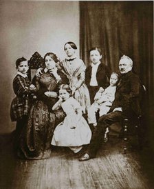 The Tchaikovsky family. Left to right: Pyotr, Alexandra Andreyevna, Alexandra, Zinaida, Nikolai, Ipp