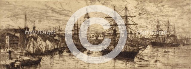 Venice, Shipping and Palazzo Ducale, 1880. Creator: Otto Henry Bacher.