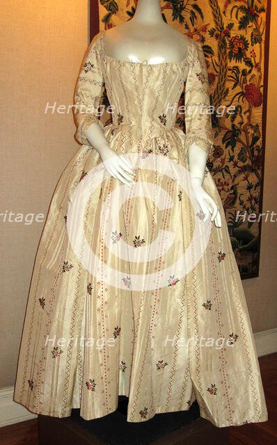 Overgown and Petticoat (Robe à l'anglaise), England, 1765/85. Creator: Unknown.
