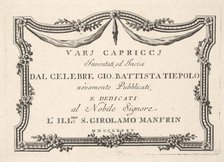 Title page, from Varj Carpiccj, 1785. Creator: Giovanni Battista Tiepolo.